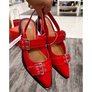 Women's Peyton Double Buckle Slingback Flats with Memory Foam Insole